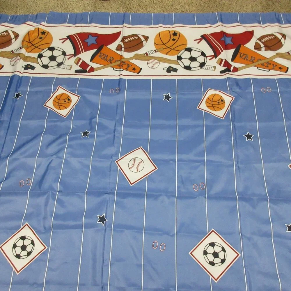 VARSITY SPORTS SHOWER CURTAIN Mint Condition